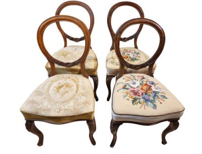 Set of Four Victorian Walnut Balloon Back Chairs - Image 2