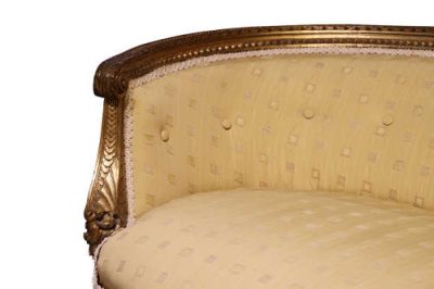 Small Giltwood Boudoir Sofa with Buttoned Curved Back, Circa 1900 - Image 5