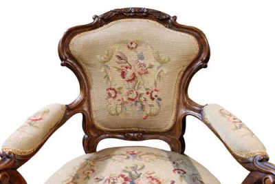 Victorian Walnut Open Armchair - Image 3