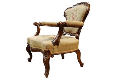 Victorian Walnut Open Armchair - Image 5