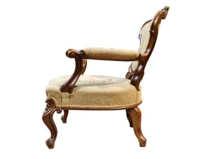 Victorian Walnut Open Armchair - Image 6