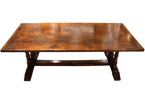 Vintage Oak Refectory Dining Table – Removable Top, c.20th Century - Image 3