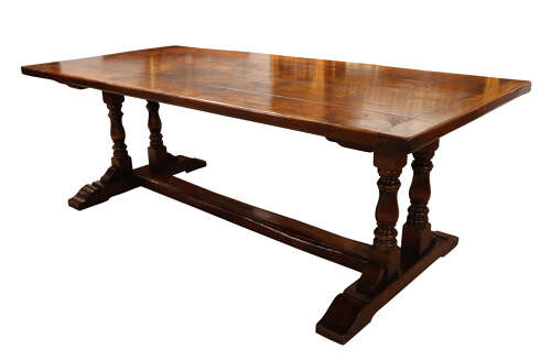 Vintage Oak Refectory Dining Table – Removable Top, c.20th Century - Image 4