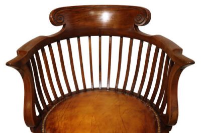 Walnut Circular Revolving Desk Chair - Image 5