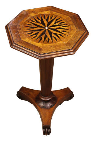 William IV Octagonal Topped Lamp Table with Inlaid Compass Rose, c.1835 - Image 3